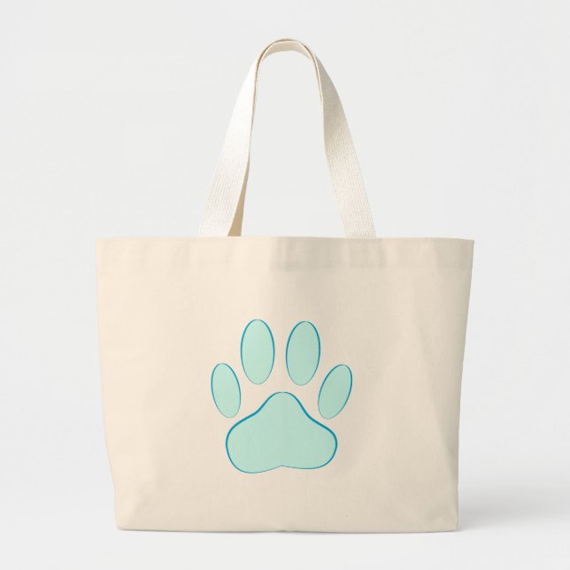 Bolsa Tote Grande Pawprint do Cachorro Azul (Frente)