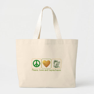 Bolsa Tote Grande Paz, amor e Leprechauns