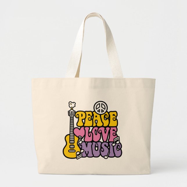Bolsa Tote Grande Paz-Amor-Música (Frente)