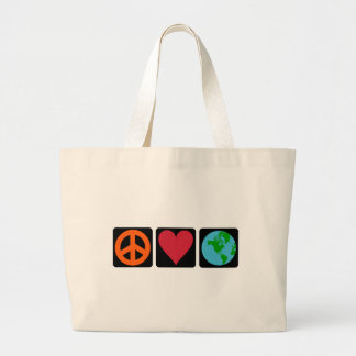 Bolsa Tote Grande Paz, amor & saco de terra
