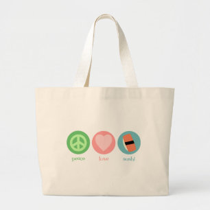 Bolsa Tote Grande Paz, amor & saco do sushi