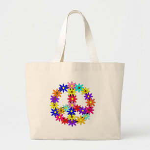 Bolsa Tote Grande Paz e flower power