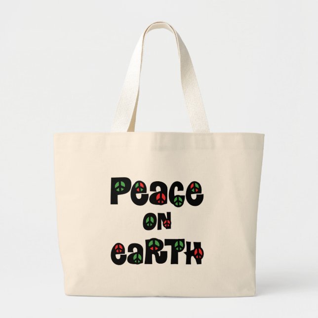 Bolsa Tote Grande Paz No Natal Da Terra (Frente)