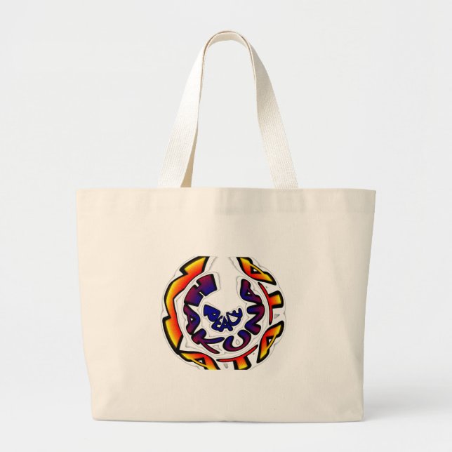Bolsa Tote Grande "Peace Hakuna Matata" Impressão Circular de Arte (Frente)