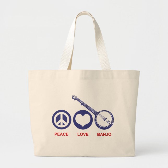 Bolsa Tote Grande Peace Love Banjo (Frente)
