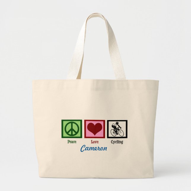 Bolsa Tote Grande Peace Love Cycling (Frente)