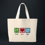 Bolsa Tote Grande Peace Love Oboe<br><div class="desc">A beautiful Oboe player Christmas gift for a person who loves to play music in a band or orchestra. A peace sign,  heart,  and an oboe. Peace Love Oboes.</div>