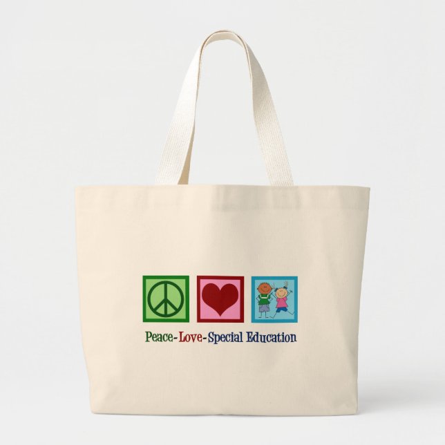 Bolsa Tote Grande Peace Love Special Education (Frente)