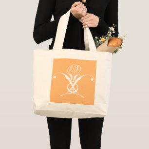 Bolsa Tote Grande Peach Retro White Flourish Rosa