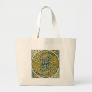 Bolsa Tote Grande Peacock Art Nouveau Estilo redondo intrincado desi