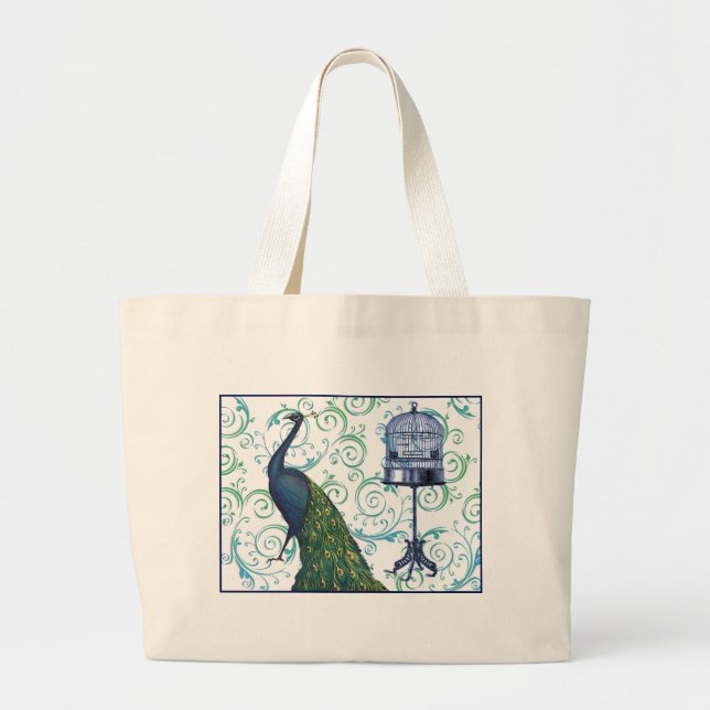 Bolsa Tote Grande Peacock & Cage (Frente)