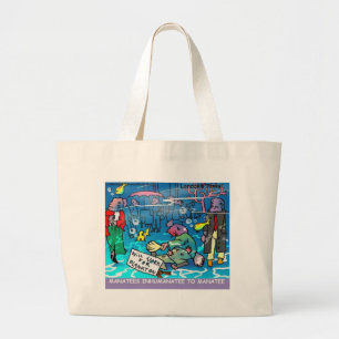 Bolsa Tote Grande Peixes-bois Camisetas engraçadas de peixe-boi Cane