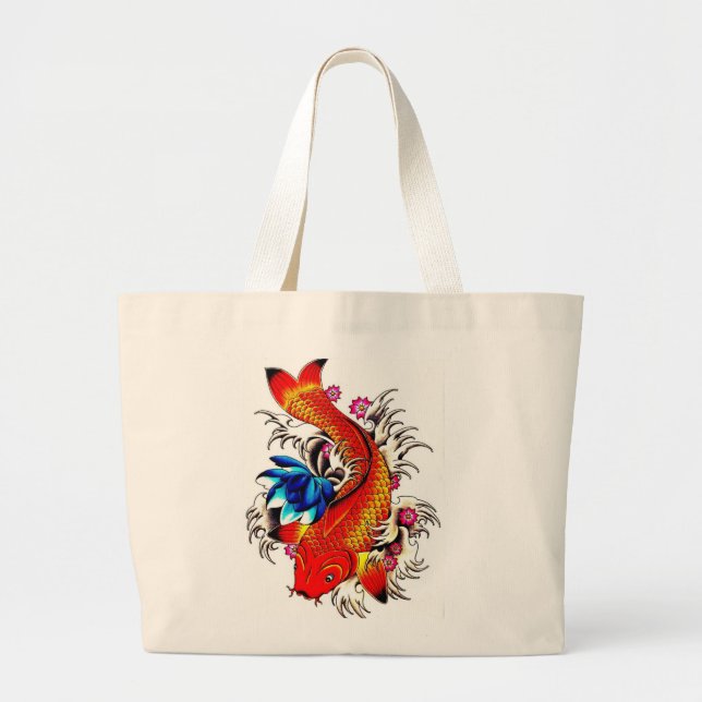 Bolsa Tote Grande Peixes de Koi (Frente)