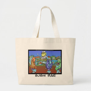Bolsa Tote Grande Peixes Encontram Mercados AKA Presente Divertido d