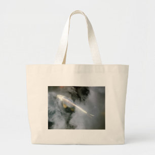 Bolsa Tote Grande Peixes Prateados em Água e Nuvens