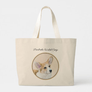 Bolsa Tote Grande Pembroke Welsh Corgi Pintura Vermelha Original Art
