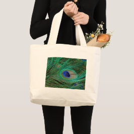 Bolsa Tote Grande Pena de Pavão Azul Indiano