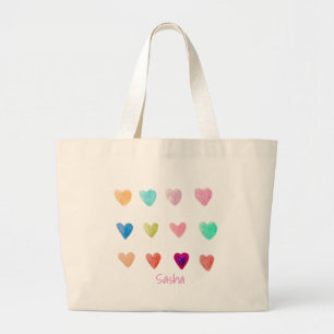 Bolsa Tote Grande Pencil Crayon Hearts Tote Bag