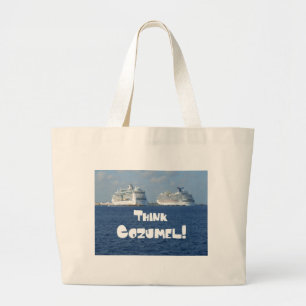 Bolsa Tote Grande Pense em Cozumel!