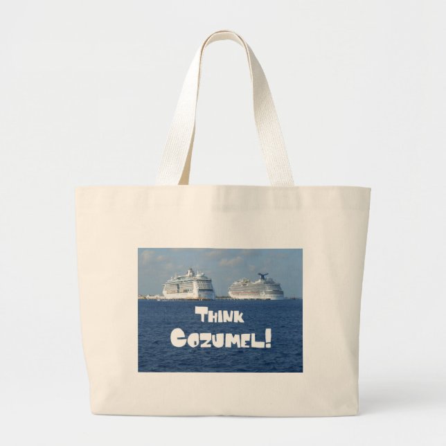 Bolsa Tote Grande Pense em Cozumel! (Frente)