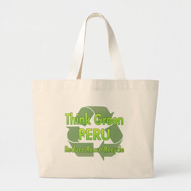 Bolsa Tote Grande Pense verde Peru (Frente)