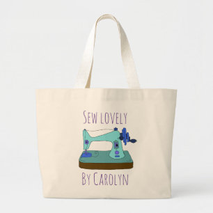 Bolsa Tote Grande Pequena máquina de costura, vintage, seu nome