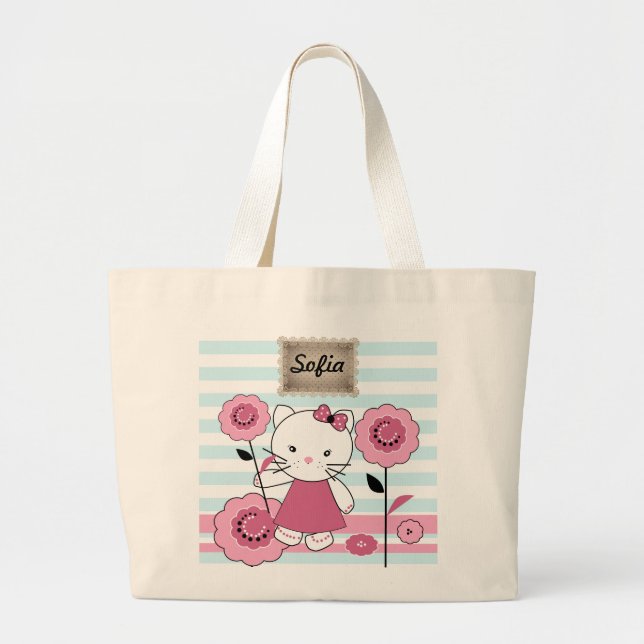 Bolsa Tote Grande Pequeno Gatinho (Frente)