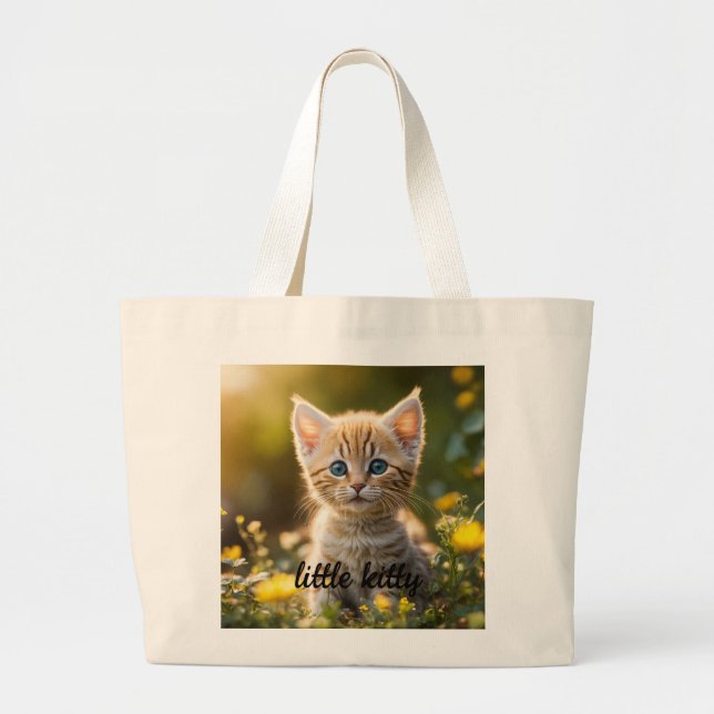 Bolsa Tote Grande Pequeno Gatinho: Saco de Tote Bonito (Frente)