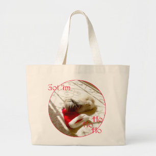 Bolsa Tote Grande Pequeno pequinês agarra Papai Noel