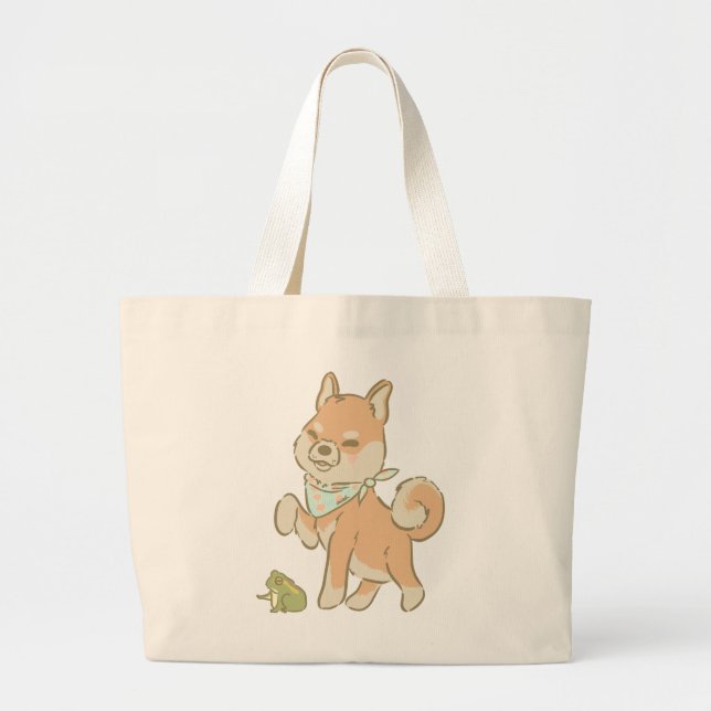 Bolsa Tote Grande Pequeno sapo guardião (Frente)