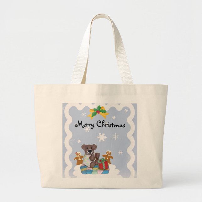 Bolsa Tote Grande Pequeno Urso Natal Jumbo Tote Bag (Frente)