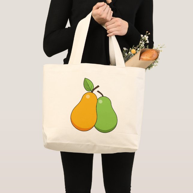 Bolsa Tote Grande Peras Amarelas e Verdes (Frente (produto))