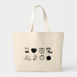 Bolsa Tote Grande Perda de Peso, Treino, Ícones