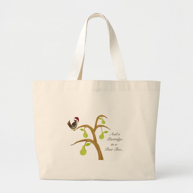 Bolsa Tote Grande Perdiz em uma árvore de pera (Frente)