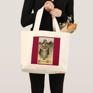 Bolsa Tote Grande Peregrino Mulher Vintage - Saco de Ação de Graç