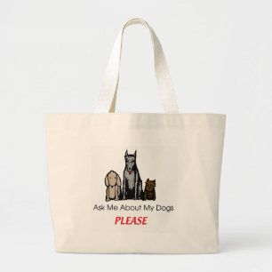 Bolsa Tote Grande Pergunte-me sobre meus cães