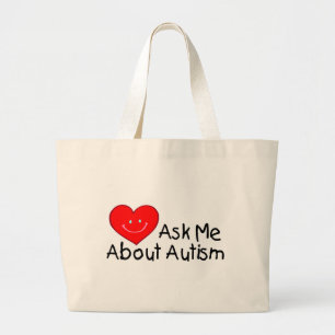 Bolsa Tote Grande Pergunte-me sobre o autismo (o coração)