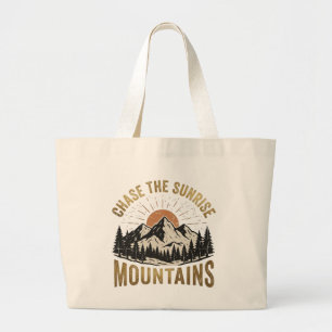 Bolsa Tote Grande Perseguir as Montanhas do Nascer do Sol Camping Vi