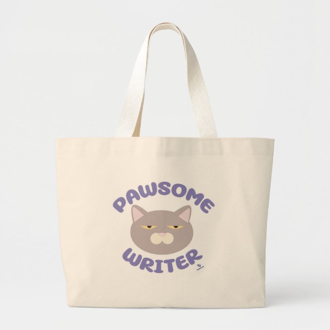 Bolsa Tote Grande Personagem de Cat do Autor Epic do Escritor Pawsom (Frente)