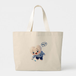 Bolsa Tote Grande Personagem de Dente Fofo "Consegui!" Sacola de Lon