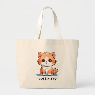 Bolsa Tote Grande Personagem de Gato Adorável 'Cute Kitty' 