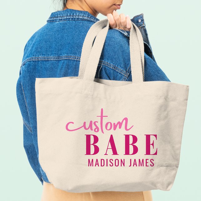 Bolsa Tote Grande Personalizar Babe Engraçado Dizendo Nome Personali (Criador carregado)