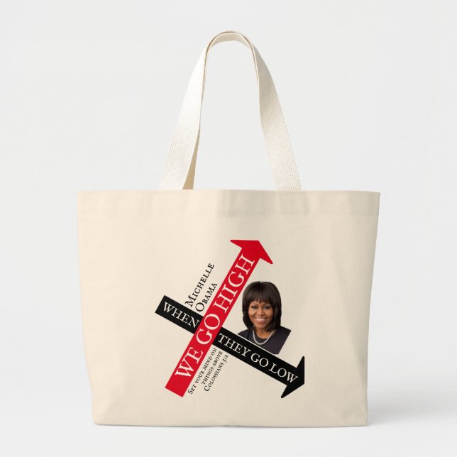 Bolsa Tote Grande Personalizar Michelle Obama quando eles baixam (Frente)