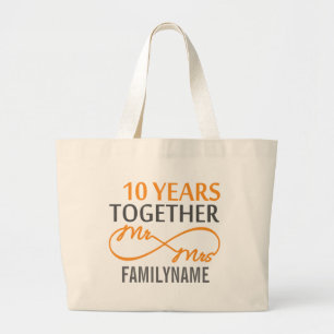 Bolsa Tote Grande Personalizar o Sr. e a Sra. 10º Aniversário