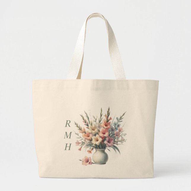 Bolsa Tote Grande Personalize August Gladiolus Tote Bag (Frente)