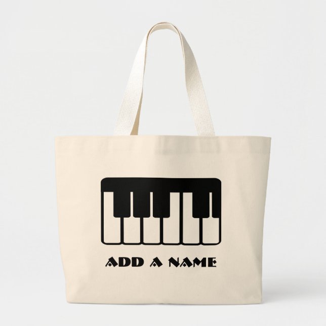 Bolsa Tote Grande Personalize uma sacola da música do piano (Frente)