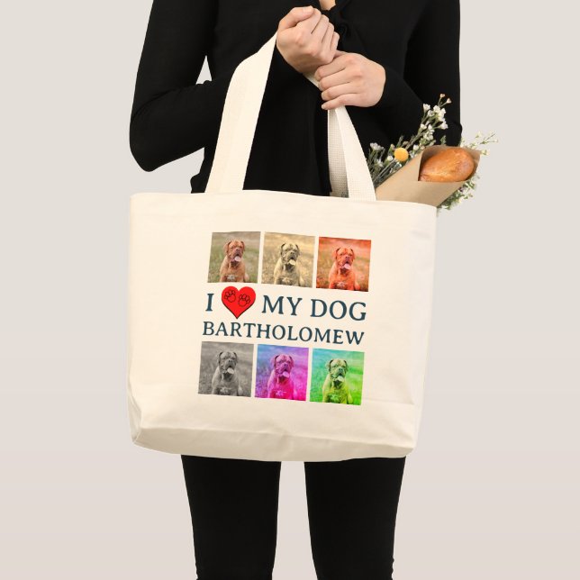 Bolsa Tote Grande Personalized Dog Pop Art Pet Lover Gift (Frente (produto))