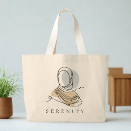 Bolsa Tote Grande Personalized Hijab Line Art Tote | World Hijab Day
