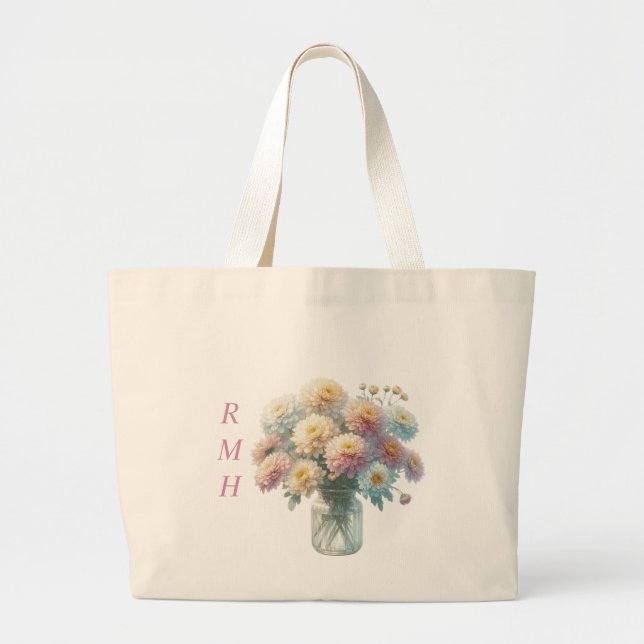 Bolsa Tote Grande Personalized November Chrysanthemum Tote Bag (Frente)