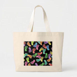 Bolsa Tote Grande Pés felizes do papel de parede